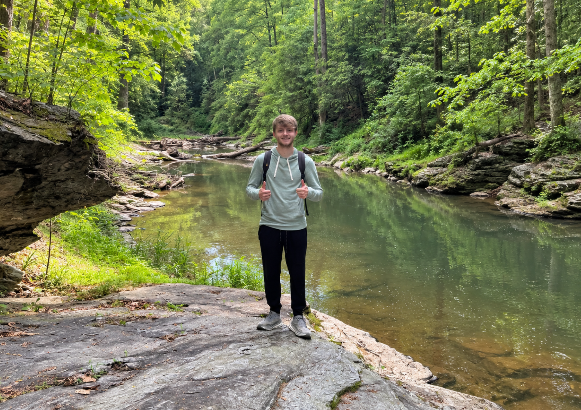 Jacob Shaffer exploring a forest trail