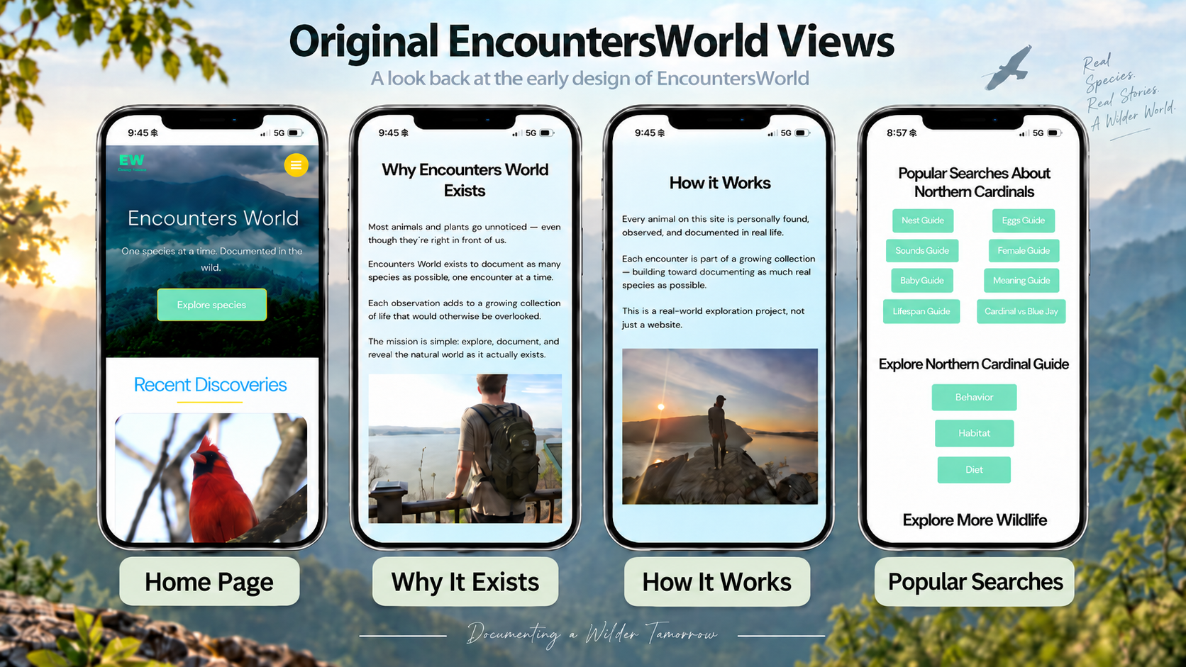The original EncountersWorld website design